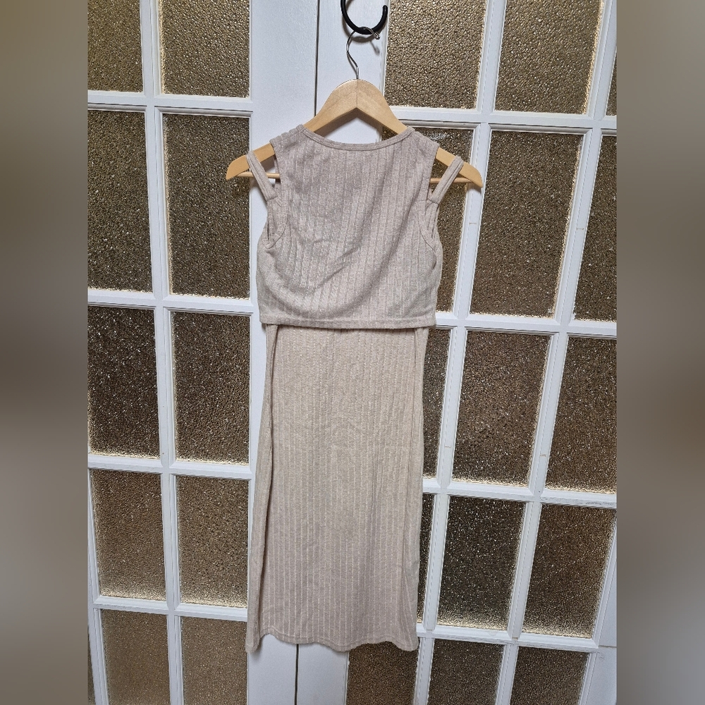 4 Pc Loungewear Beige Ribbed Knit Set 6 - Picture 5 of 12